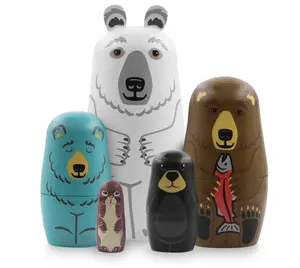Individuelle Handmalerei handgefertigtes Holzartikel russische Matryoshka tier individuelle Nistpuppen russische Puppen-Spielzeug