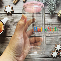 Entrepôt aux États-Unis 16 oz 16 oz trou pré-percé double paroi vierge sublimation boule à neige boule à neige canette de bière en verre avec couvercle de couleur paille