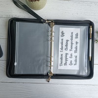 Sac en cuir PU personnalisé à fermeture éclair pour documents d'art, Padfolio de dossier, sac de rangement à fermeture éclair enveloppes à feuilles mobiles, portefeuille de reliure de Budget