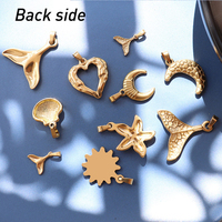 Collier avec pendentifs pour enfants en acier inoxydable plaqué or 18 carats, motifs coquillages, escargots de mer, conques et poissons, style vintage