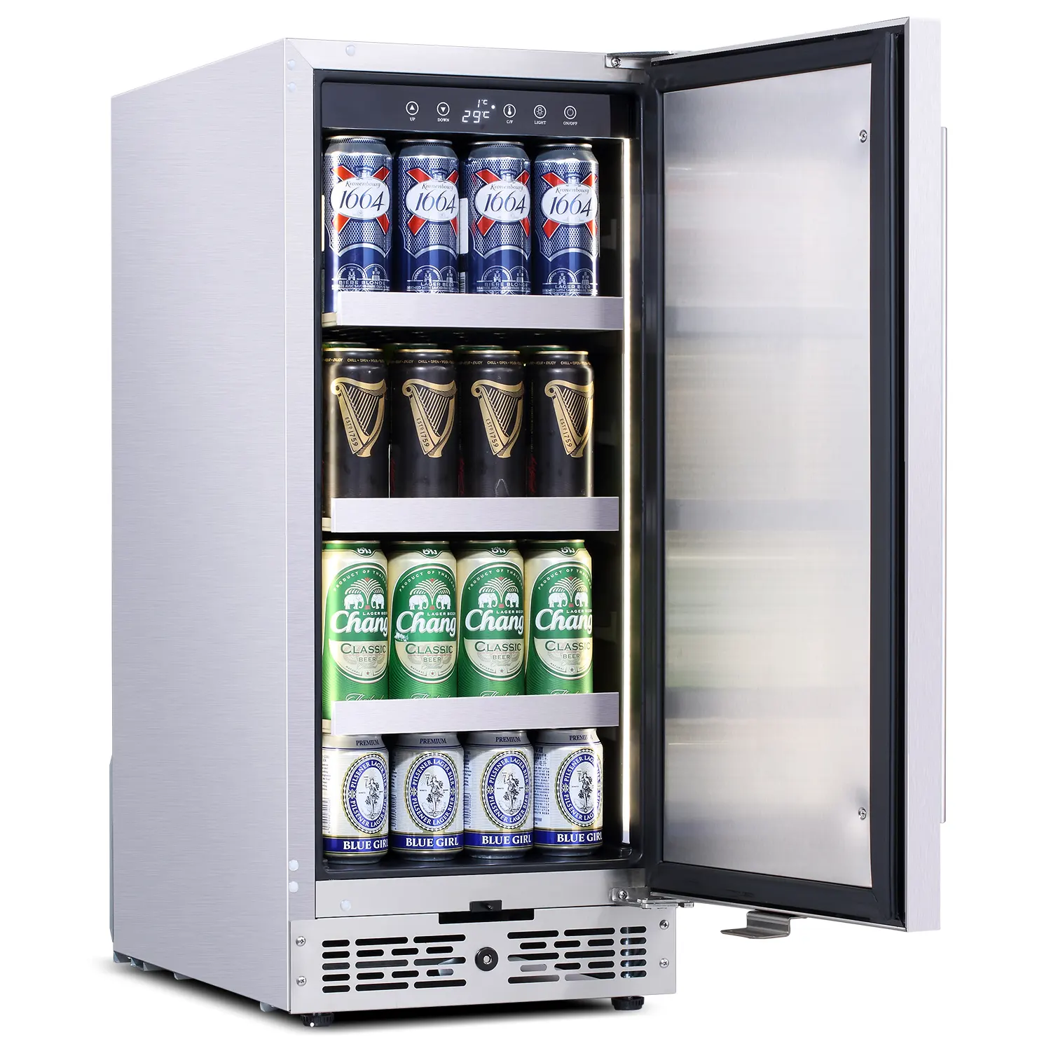 Ev inşa küçük buzdolabı Bar 96L köpük kapı içecek soğutucu içecek cam kapi buzdolabı