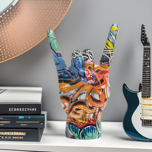 Nouveauté 2026 : Ornement en résine hydrographique motif graffiti <span class=keywords><strong>rock</strong></span>, design main, pour décoration de chambre, bureau et entrée - Product Image 2