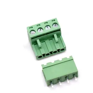 Pluggable Brass 381mm Terminal Blocks Plug-in Connector 2 To 16 Pins 300V8A 15A Right Angle 3.81mm Pitch Terminal Block