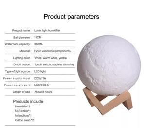 Portable <strong>Mini</strong> USB Ultrasonic Essential <strong>Oil</strong> Aromatherapy <strong>Diffuser</strong> Moon Lamp Air Humidifier - Product Image 6