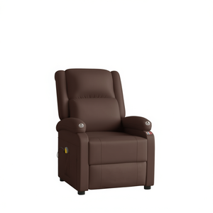 Sillón de Masaje Ajustable de Cuero Sintético Marrón, Masaje Corporal Completo, Uso Doméstico - Product Image 1