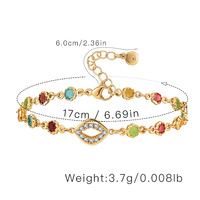 Gelang Rantai Jari Zirkon Hijau Tembaga Trendi Fashion Wanita Lapis Emas 18K Perhiasan Pesta Sehari-hari Grosir