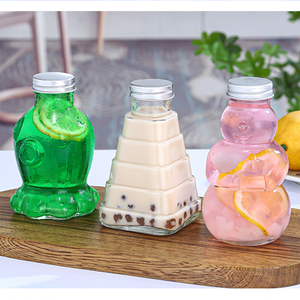 Bouteille de boisson <span class=keywords><strong>en</strong></span> verre de forme unique, arbre de Noël, bonhomme de neige, pieuvre, 300 ml, réutilisable, vente chaude - Product Image 2