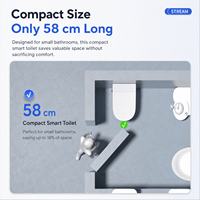 Bidet intelligent de luxe sur pied avec réservoir intégré, bouclier anti-éclaboussures et désodorisation pour projets hôteliers