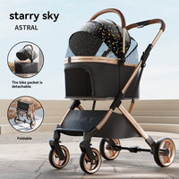 Poussette 3-en-1 pour animaux de compagnie, porte-animaux détachable, pliable, chariot pour chat et chien, roues pivotantes à 360°, tissu respirant et imperméable, transport