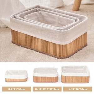 Panier de rangement miniature en bambou naturel tissé avec doublure, vente chaude 2022, fabrication en usine - Product Image 6