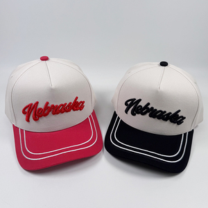 Nuovo Arrivo Cappellino da Baseball Unisex con Due Linee sulla Visiera, Ricamo 3D Personalizzato con Lettere Spesse, 5 Pannelli in Cotone, Regolabile con Chiusura Snapback - Product Image 1