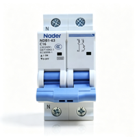 Disjoncteur miniature Nader NDB1-63 MCB, protection contre les surcharges et les courts-circuits, 1P-4P, 1-63A, courbes B/C/D, capacité de coupure 10kA, montage sur rail DIN