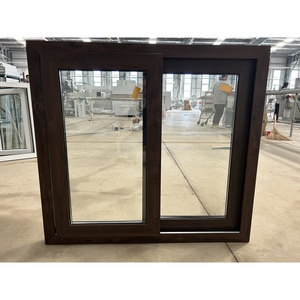 Nhà máy thiết kế mới PVC Cửa Sổ Màu Nâu kính cường lực ngang cửa sổ trượt với lưới chống muỗi - Product Image 6