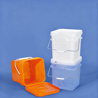 Ember Plastik Tebal Persegi dengan Gagang Logam 10~25L untuk Kemasan Bahan Kimia, Deterjen Bubuk, Pemutih Bubuk