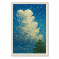 Toile de peinture à l'huile artisanale sur mesure 60x90 cm, paysage non tendu, art mural nuage bleu pour la décoration d'hôtels, de bureaux et de maisons