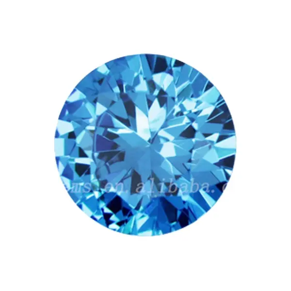 Harga murah dari putaran kubik zirconia switzerland cincin batu topaz biru untuk aqua biru