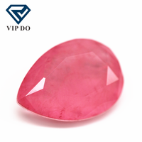 Pierres de fusion roses découpées à facettes en forme de poire, 6x8-10x14mm, avec pierres d'inclusions, gemmes en cristal synthétique en vrac, tourmaline, pierres de patchwork