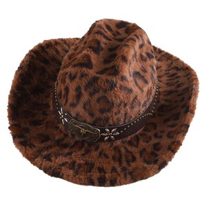 Sombrero de vaquero con estampado de leopardo ZhenXi M56-58cm, sombrero cálido con ala levantada para hombres y mujeres - Product Image 5