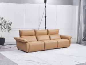 Sofá Reclinable Moderno de Tres Plazas en Cuero Genuino con Funciones de Masaje, Refrigeración y Extensión - Origen Guangdong - Product Image 2