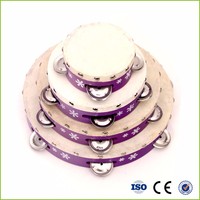 Wholesale Cheap Musical Instrument Kids 4 6 8 10 Inch Wooden Wedding Tambourine Hand Drum Custom logo