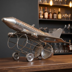 Moderno Exhibidor de Vino Metálico con Forma de Avión para Bares, Capacidad para Menos de 10 Botellas, Material de Acero - Product Image 6