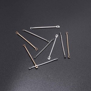 Tiges de connexion à double trou, supports d'oreille cylindriques, accessoires de bijoux plaqués argent, rhodium, or KC et fer pour clous d'oreilles - Product Image 4