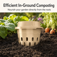 Composteur encastrable avec couvercle, aéré et adapté aux vers, en plastique, pour jardin, potager, déchets alimentaires et recyclage organique