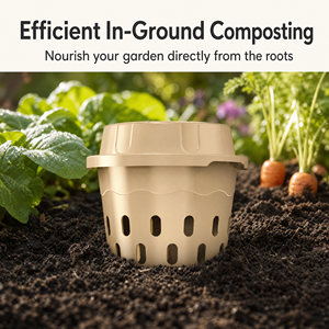 Composteur encastrable avec couvercle, aéré et adapté aux vers, en plastique, pour jardin, potager, déchets alimentaires et recyclage organique - Product Image 1