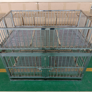 LIZE Pet köpek katlanır kafes hayvan nefes düğmesi ev Kennels lüks Metal tepsi 304 paslanmaz çelik küçük hayvanlar kafes gümüş - Product Image 6