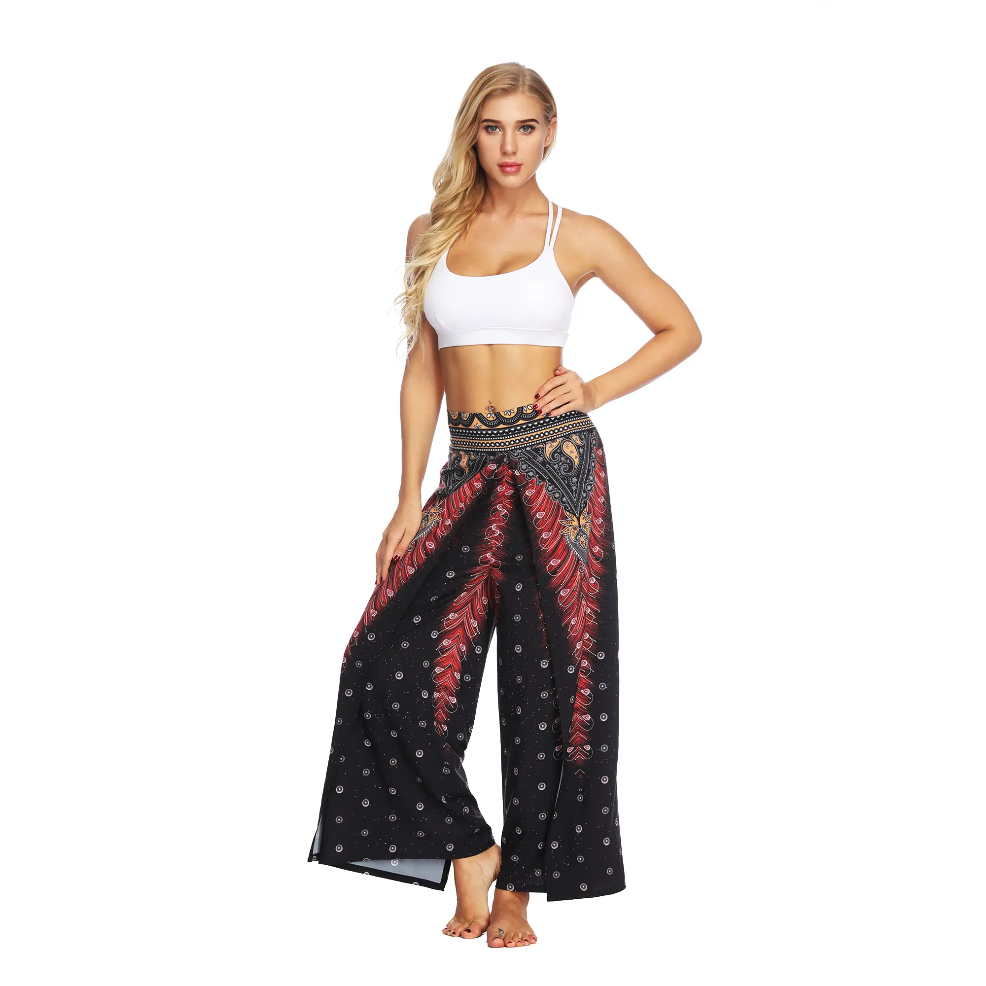 2021 new design of the new product printed women's casual wide leg pants hanging loose sports yoga pants wholesale sales in Eur