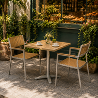 FLD2062 + FLD2089 Ensemble de table et chaises de bistrot pliantes 2 places pour café en plein air, idéal pour les cafés de rue