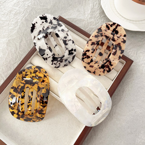 New Round Style Leopard <strong>Acetic</strong> <strong>Acid</strong> Hair Claw Women Girls Tortoiseshell Acetate Shark Clip Hair Clamps Claws Wholesale - Product Image 2