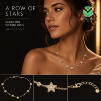 Collier en diamant de laboratoire Better Star, taille brillant rond, or jaune 18 carats, fermoir réglable pour femme