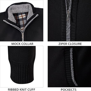 Inverno all'ingrosso <span class=keywords><strong>maglioni</strong></span> Cardigan classici da <span class=keywords><strong>uomo</strong></span> colletto <span class=keywords><strong>Slim</strong></span> <span class=keywords><strong>Fit</strong></span> Casual maglione lavorato a maglia giacche in pile con cerniera per gli uomini - Product Image 6