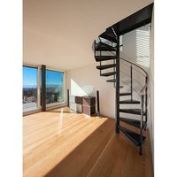 Escalier courbé en fer forgé Prima Interior avec rampe personnalisée en acier inoxydable