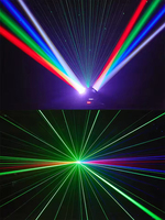 Mini projecteur de scène DJ disco RVBW à LED, projecteur de lumière stroboscopique à tête mobile, laser rotatif + faisceau DMX512 IP33 activé par le son, 2000 lumens