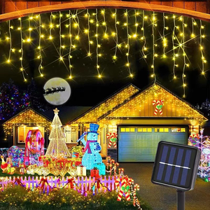 Guirlande lumineuse solaire LED en cascade 5,5 m, étanche IP65 pour extérieur, lumières colorées <span class=keywords><strong>de</strong></span> <span class=keywords><strong>Noël</strong></span> pour fêtes - Product Image 4
