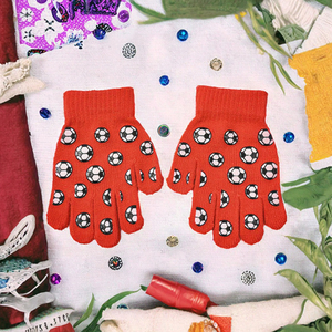 Mùa đông ấm áp bóng đá ma thuật Găng tay in Acrylic găng tay cho trẻ em hàng ngày đi xe đạp trượt tuyết thể thao Jacquard phong cách sử dụng ngoài trời - Product Image 3