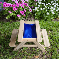 Ensemble de bancs de pique-nique en bois 3-en-1 pour enfants, table de jeu et chaise d'eau de jardin extérieur pour l'imagination et le plaisir