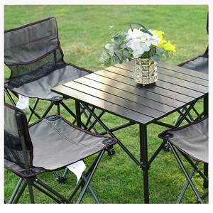 Modern Aluminum Camping <b>Chairs</b> and Folding Outdoor <b>Tables</b> Set <b>for</b> Events Gym Workshop-4 <b>Chairs</b> & Small <b>Dining</b> <b>Table</b> - Product Image 4