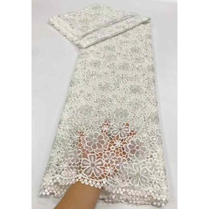 Venta caliente precio al por mayor cordón guipur tela de encaje con diamantes de imitación para organza Africana mujeres vestidos de fiesta - Product Image 2