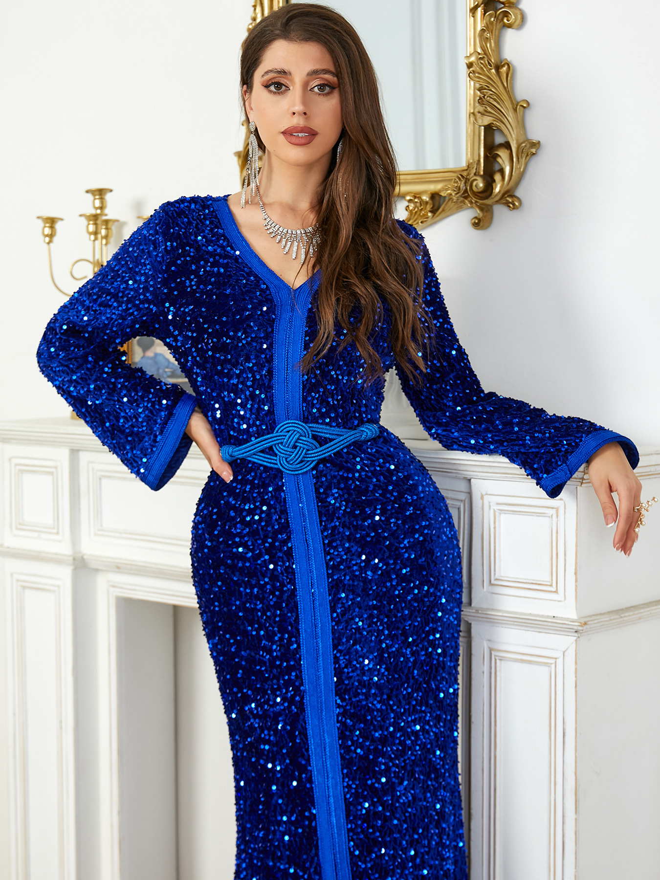 chinese dress ladies Alina Modest Embellished Sequin Maxi Dress main image 1