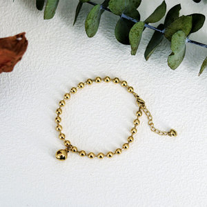 Custom Wholesale Stainless Steel Fashion <b>Bead</b> Bell <b>Bracelets</b> 14k 18k <b>Gold</b> Plated <b>Bracelet</b> & Bangles for Women - Product Image 1