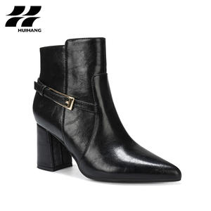 <span class=keywords><strong>Stivaletti</strong></span> da Donna Glamour con Punta Svasata Tacco Largo <span class=keywords><strong>e</strong></span> Cinturino con Fibbia-Comodi Tinta Unita Chiusura a Zip per Uso Autunno Inverno - Product Image 3