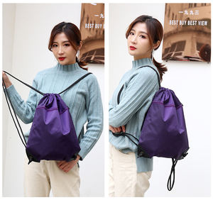 Foldable Fashion Custom Print Multicolor Kids School Draw String 210D Polyester Outdoor Marathon Sports Drawstring Backpack - Product Image 4