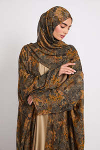 Nueva Abaya Moderna 2026 con Estampado Floral Vintage, Abaya Abierta con Hiyab, Ropa Diaria para Mujer, Estilo Dubái - Product Image 2