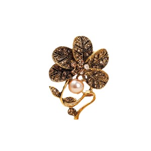 Broches tendance vintage en émail avec fleurs, strass, alliage plaqué or, personnalisables, unisexes, pour usage quotidien, fiançailles, mariage, cadeau, fête - Product Image 5
