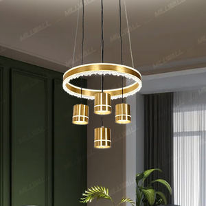 Lampada a sospensione a LED nordica lampada a sospensione in alluminio acrilico illuminazione rotonda per isola cucina contemporanea - Product Image 2