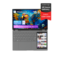 Nouvel ordinateur portable professionnel de haute performance avec double écran tactile Intel 15,6'' et 7'', clavier anglais, Windows 11, écran IPS, vente en gros d'usine