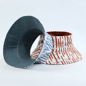 High Quality Fishing Casual Fisherman <b>Bucket</b> <b>Hat</b> Custom Printed Logo Vertical Stripe Cotton Reversible Visor for Men Women - Product Image 2